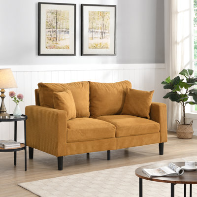 Resilient And Comfortable 2 - Seat Loveseat Sofa With Wooden Frame, Ideal For Small Spaces In Living Rooms, Bedrooms, And Apartments