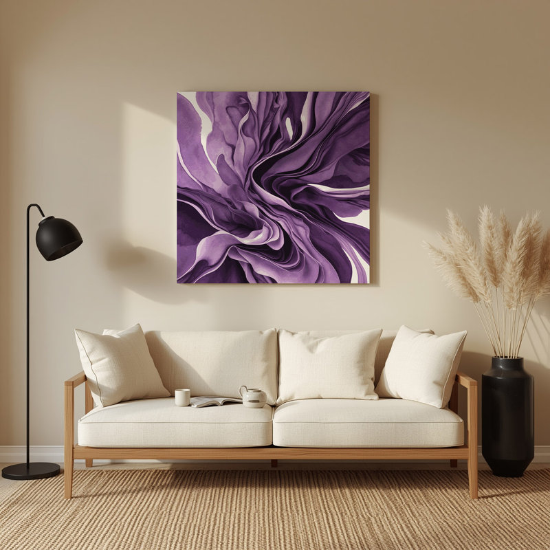 Aquarelle abstraite 44, art mural en métal mauve, H 12 po x l 12 po