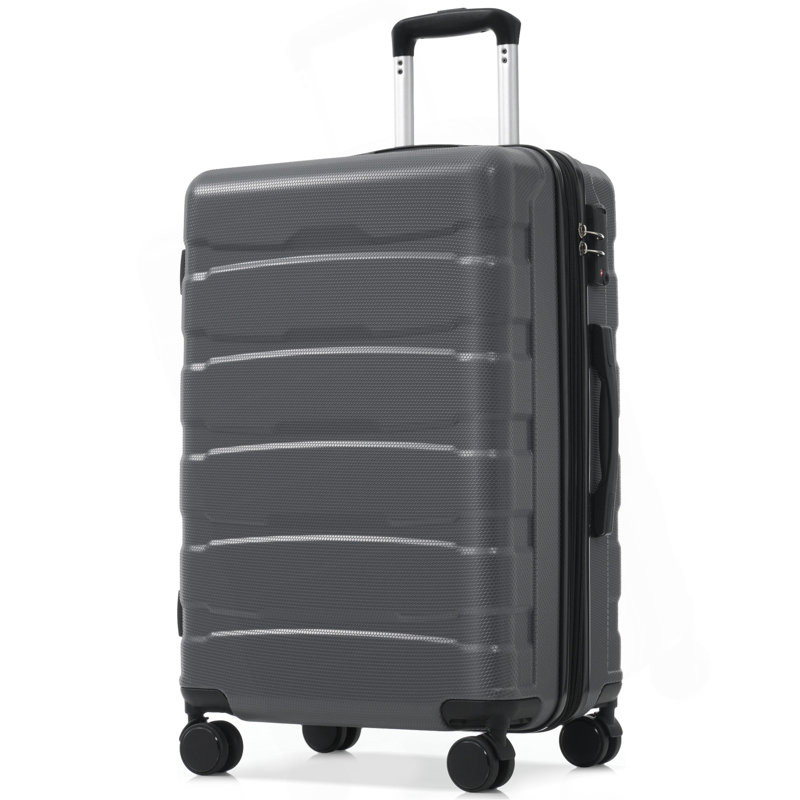 Valise rigide 24 po ABS à carreaux, valise de voyage extensible durable avec roulettes pivotantes, verrou TSA