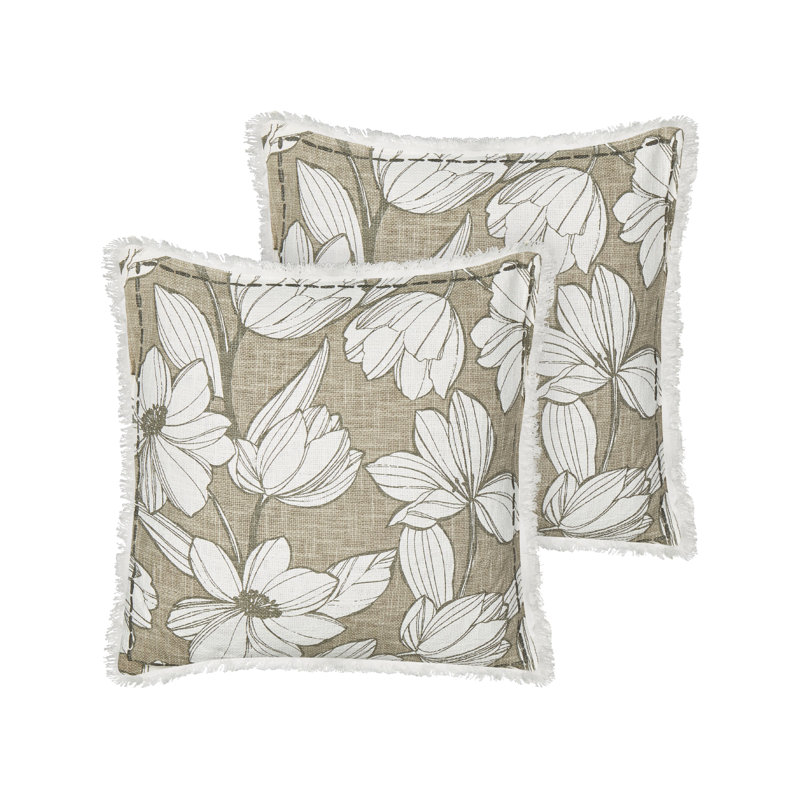 Walshville Floral Square Cushion, White/Green