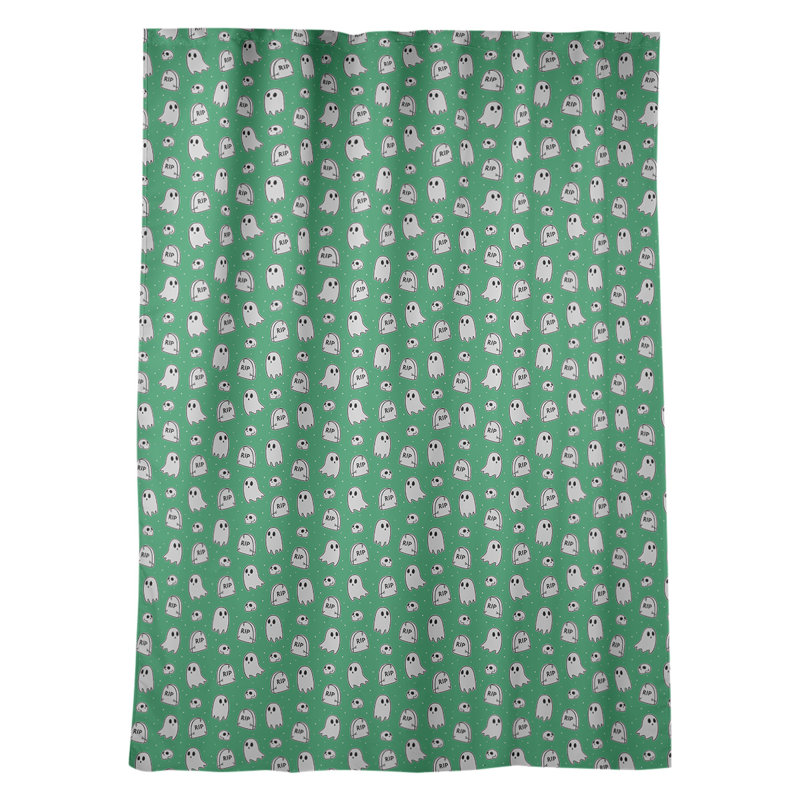 Panneau de rideau simple avec passe-tringle ghost, Vert / Gris