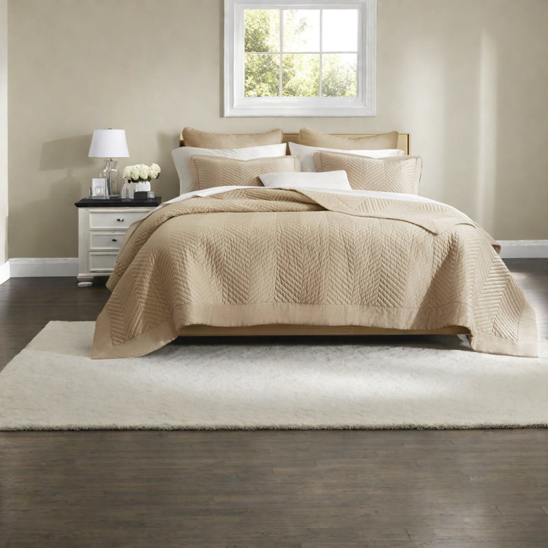 Ensemble de courtepointe moderne en coton respirant pour grand lit