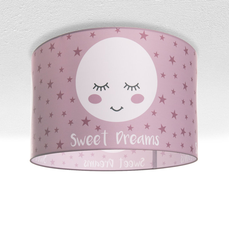 Odling Fabric Flush Ceiling Light, Pink/White