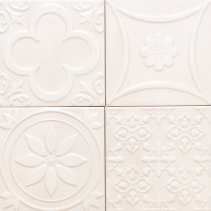 Coat of Arms 6" x 6" Ceramic Patterned Tile, White