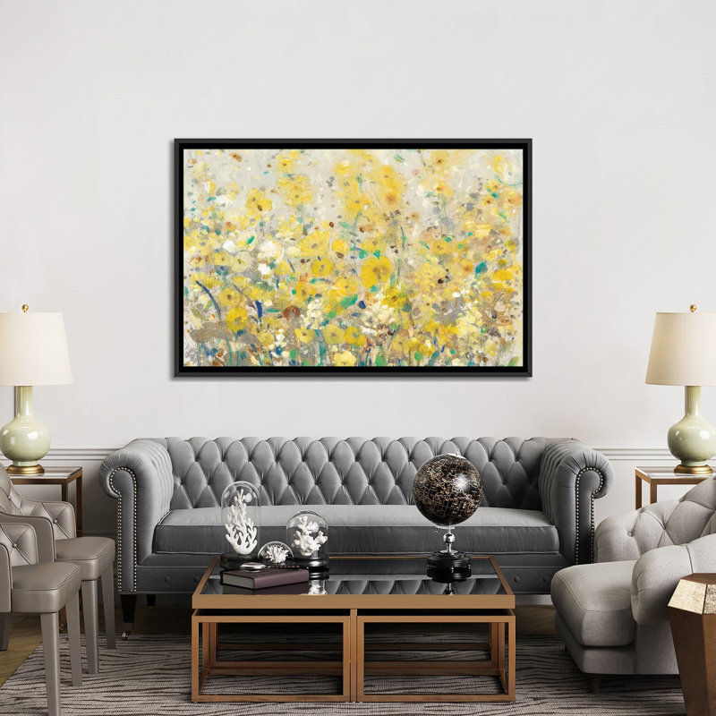 «Cheerful Garden I», impression sur toile, H 40 po x l 60 po x P 1,5 po, Toile avec cadre noir, Pas de tapis
