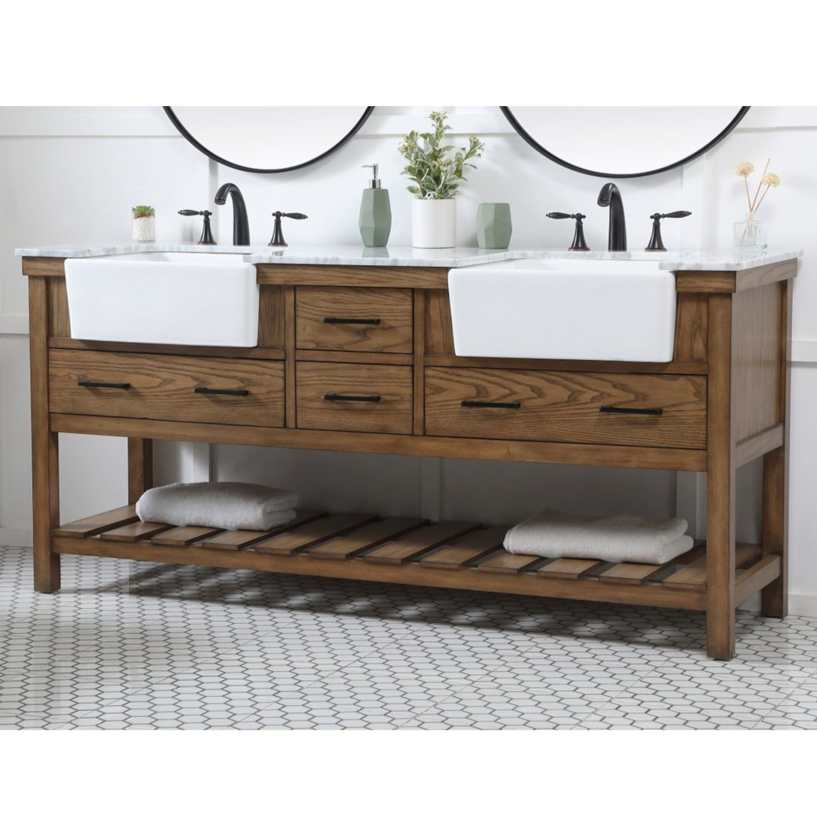 Pelaghia 72'' Double Bathroom Vanity, Driftwood