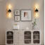Ensemble de 2 appliques murales modernes en verre transparent, noir mat et cuivre-129434541