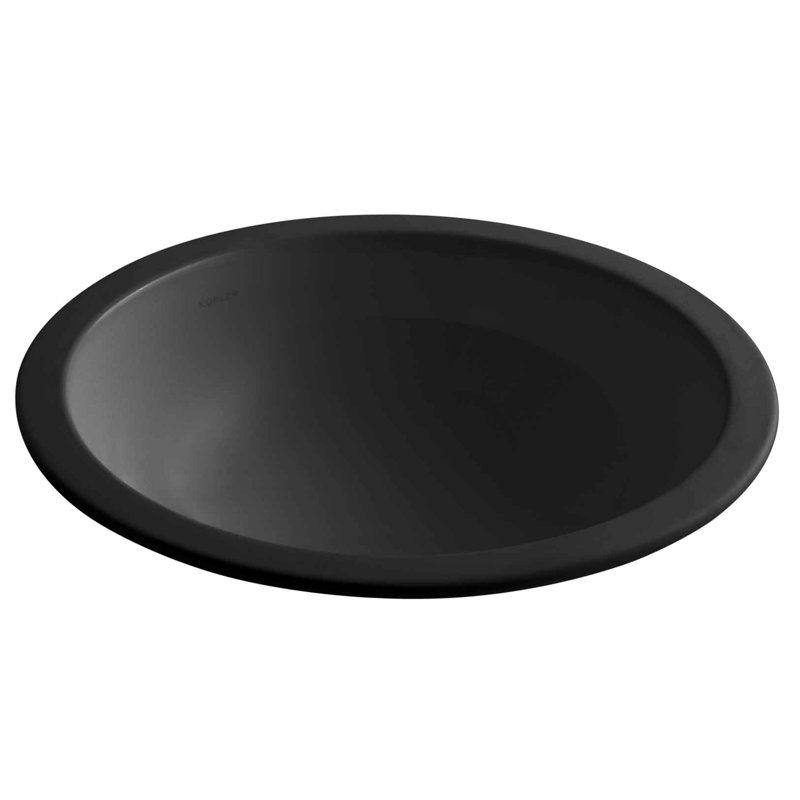 KOHLER Camber, ARTIST EDITIONS Round Undermount Bathroom Sink, Black Black