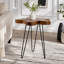 Table d'appoint en teck recyclé à bords naturels avec pattes en épingle à cheveux-865282920