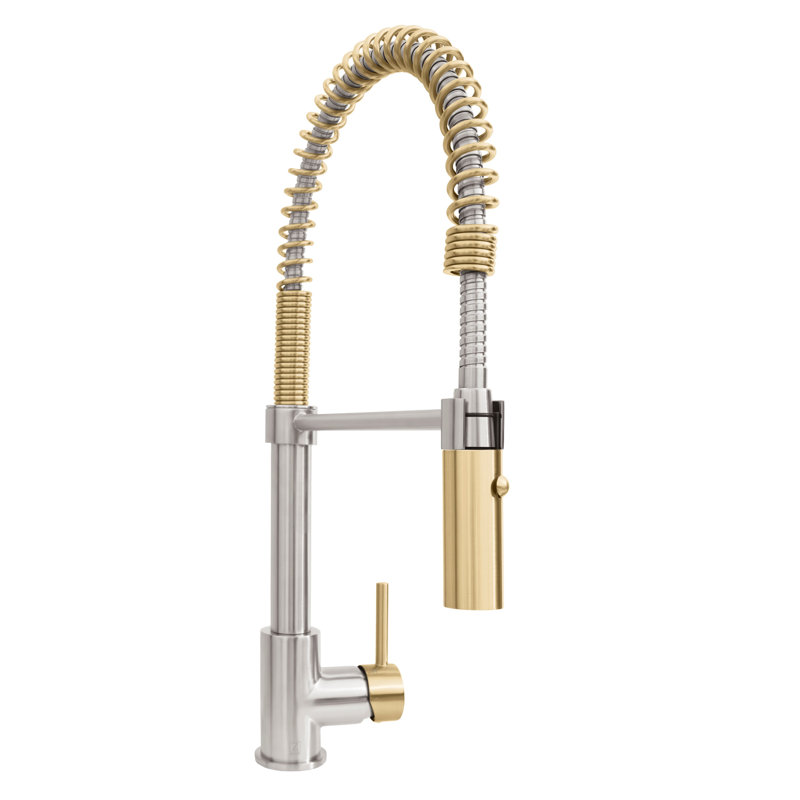 ZLINE Autograph Sierra Pull Down Spring Single Handle Kitchen Faucet, Brushed Nickel;Champagne Bronze