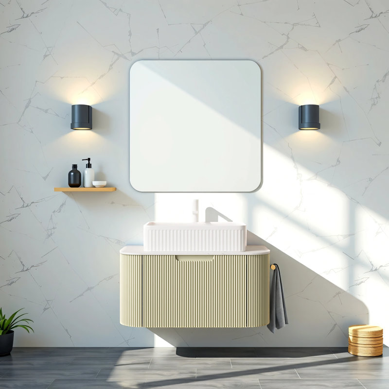 Meuble-lavabo à fixation murale 30 po, Vert, Blanc
