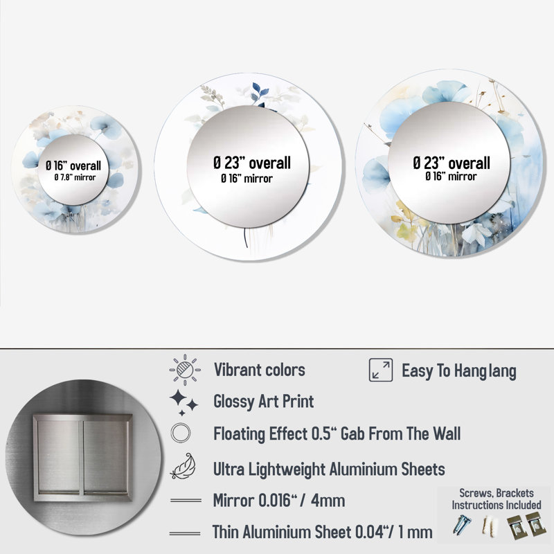 Ensemble de 3 miroirs en aluminium Brusly