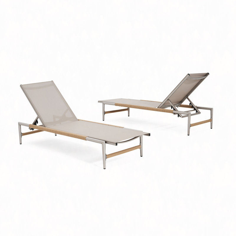 Chaise longue d'extérieur en aluminium pour patio, ensemble de 2, 2