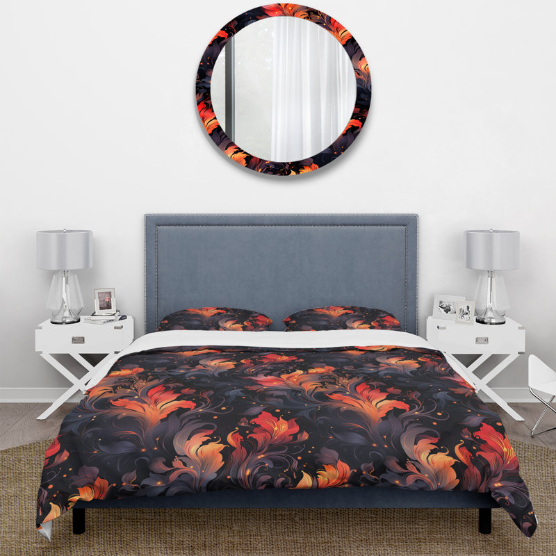 Literie Ember Twilight Moody, Housse de couette pour grand lit et 2 taies décor