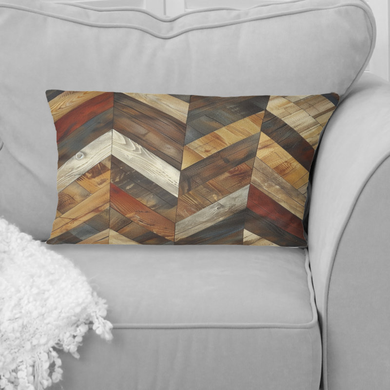 Coussin brun à chevrons II - Mid-Century