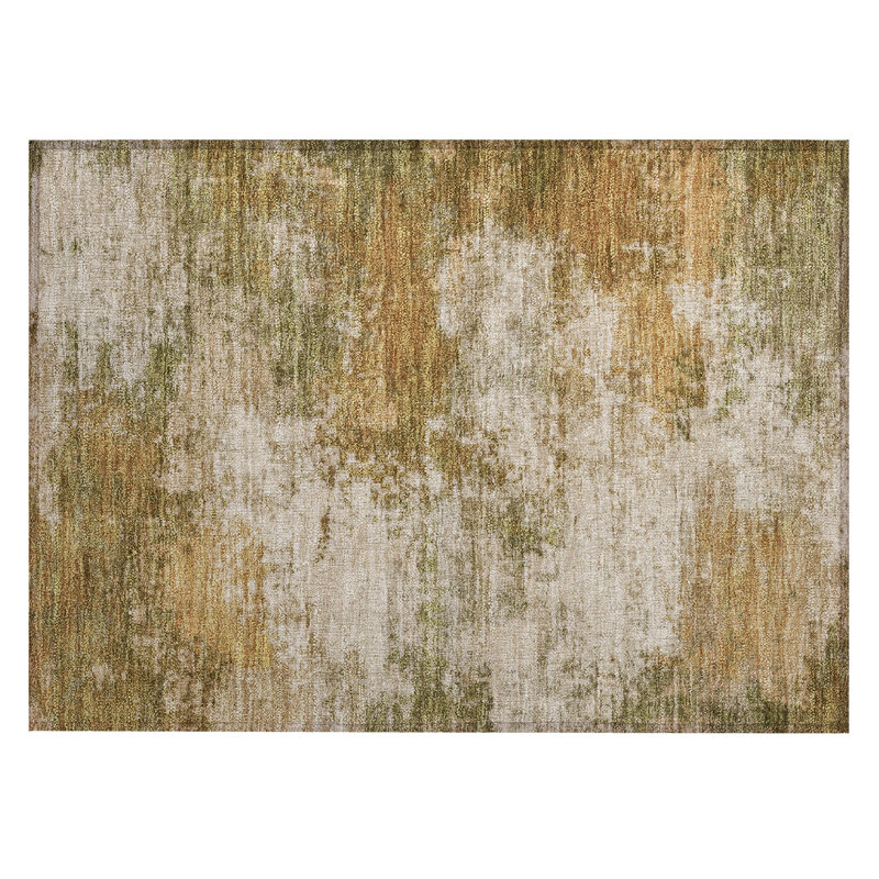 Machine Washable Indoor/Outdoor Xhevrie Copper Rug, Rectangle 1'8" x 2'6"