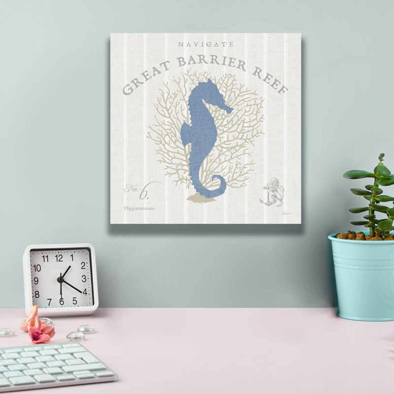 «Island Findings 1 Blue» par Sue Schlabach, art mural sur toile, H 12 po x l 12 po x P 0,75 po