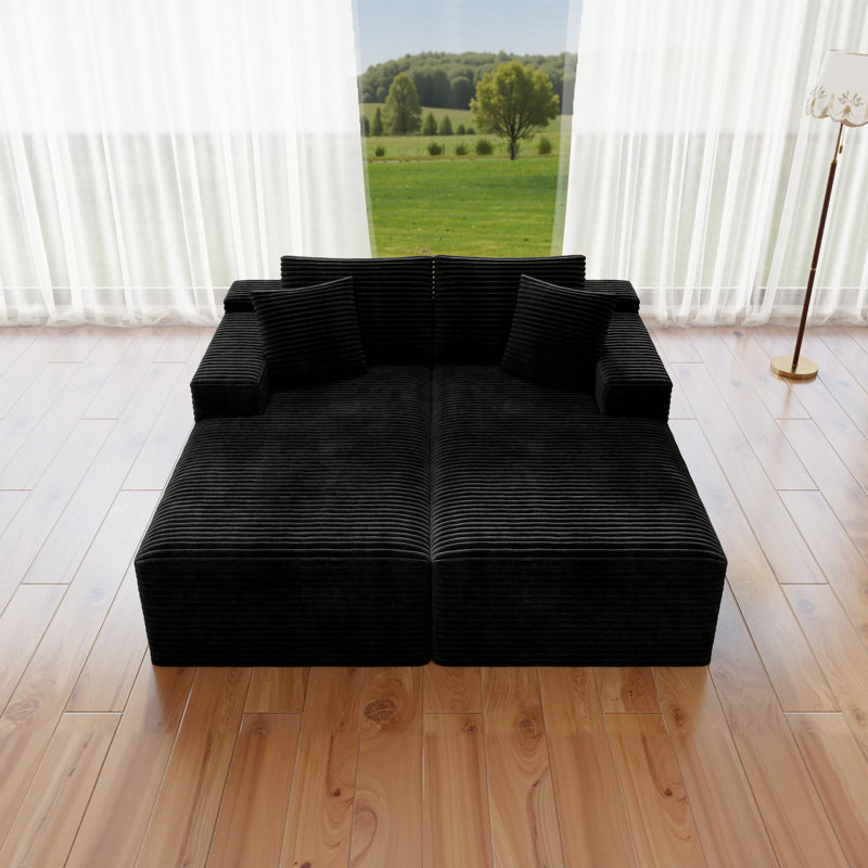 Canapé modulaire modulaire, sièges profonds, canapé rembourré, Noir