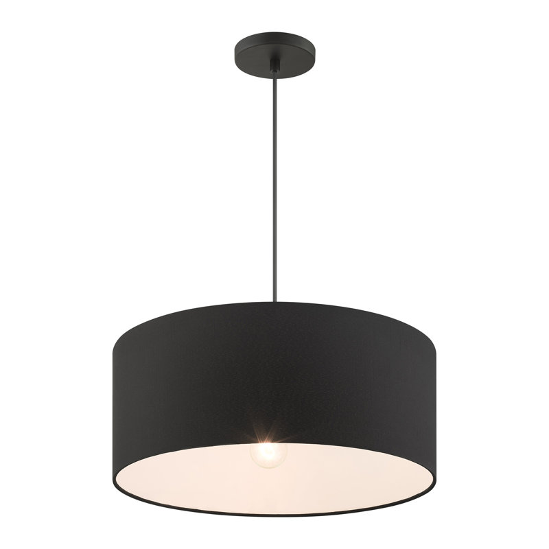 Swarey 3-Light Dimmable Drum Pendant, Matte Black, Black