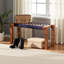 Banc décoratif bleu marine et brun naturel Spencer, H 15,57 po x l 31,26 po x P 11,6 po