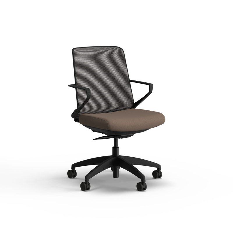 Chaise de bureau HON Cliq, contrôle activé par le poids, accoudoirs fixes, structure noire, écorce, Écorce, Noir