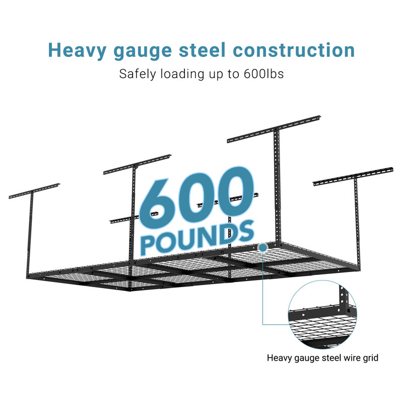 Noell Overhead Garage Ceiling Mounted Rack,  40" H x 36" W x 96" D, Black