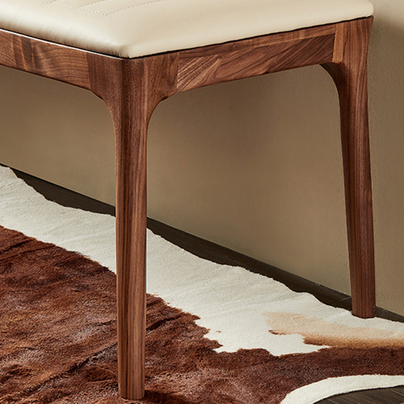 Simple bench walnut leather soft wrapped