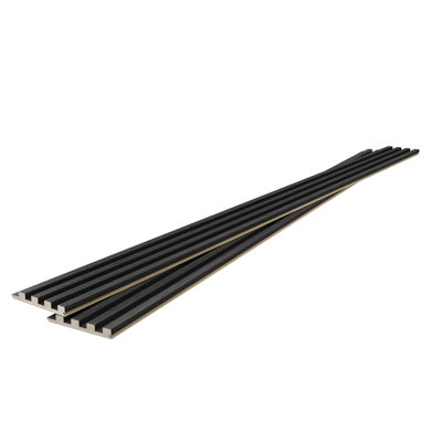 4 Pack 94.5 In. X 5.7 In. Solid Wood Wall Paneling For Interior Wall Decor, Acoustic Wood Slat Wall Paneling, Black
