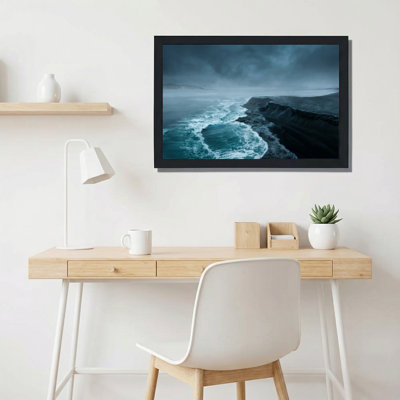 Ocean Waves Coastal Landscape Canvas Wrapped Wall Art Oil Painting Print Set Of 1
