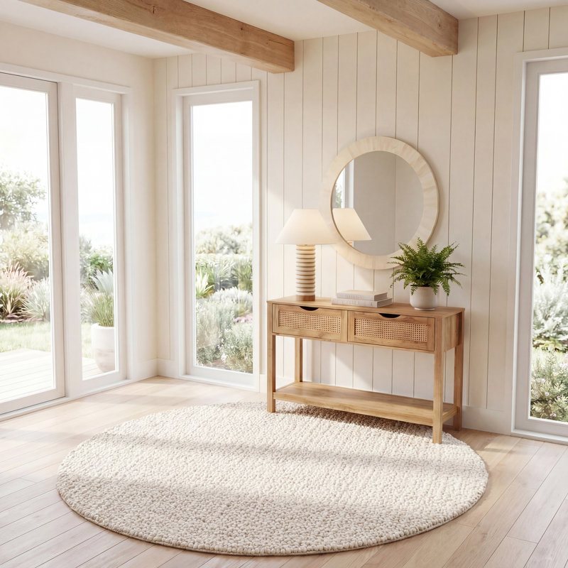 Finnick 718 Area Rug In Ivory, Round 6'