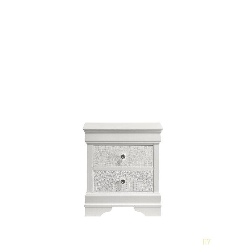 Table de chevet 2 tiroirs de style moderne en bois, Blanc