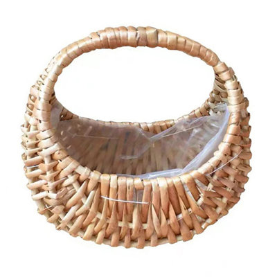 Willow Rattan Woven Storage Basket With Handle, Wicker Half Moon Small Flower Basket For Garden Storage Home Decor