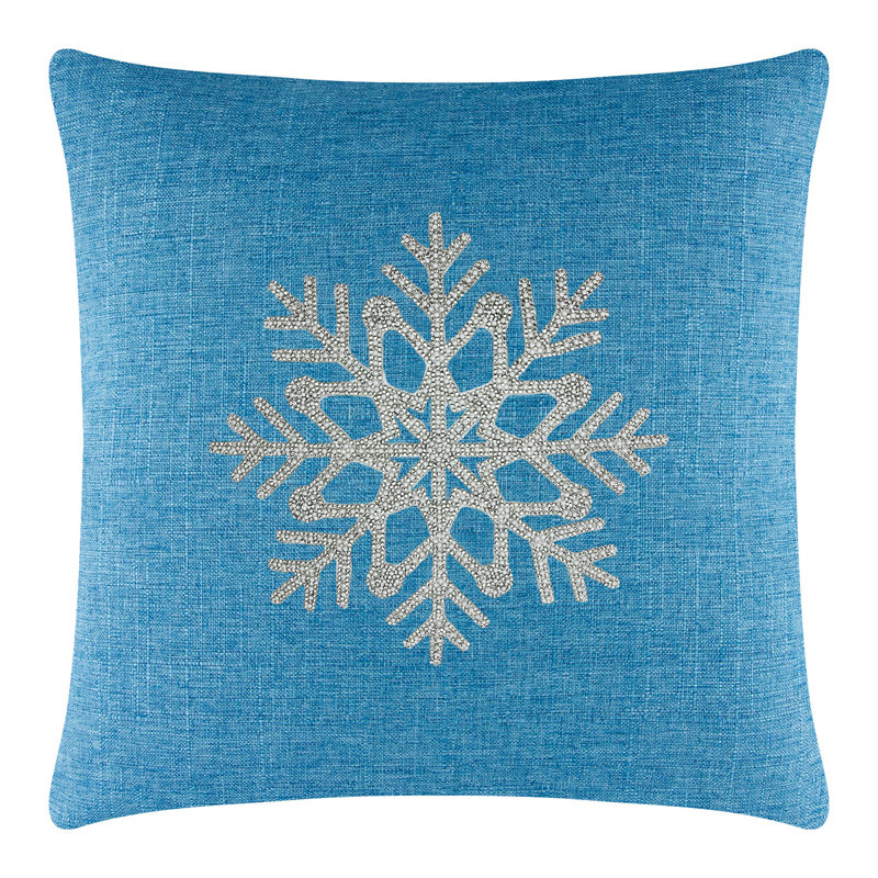 Coussin Sparkles Home | Motif strass | Faux perles | Rempli de plumes | Tailles personnalisées, Bleu, 20 po x 20 po