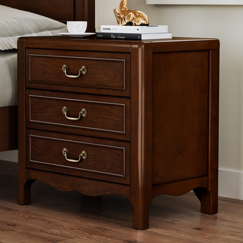 Tables de chevet Annalia Mid-Century Modern, Noyer foncé