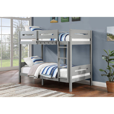 Bunk Bed Gray - 9" Bottom To Floor, 330Lbs Per Capacity, Removable , 43.12 In. Depth, Composite Material Twin/Twin In Slat System Included, Weight 48" Top Height
