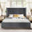 Leesburg Queen Hydraulic Lift Storage Bed, Upholstered Wingback Bed with Channel Tufted Headboard, Gray-1199468024-1199468027