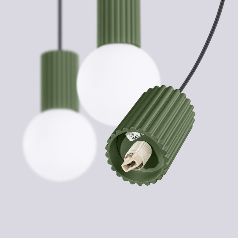 Halo - Light Brushed Nickel Pendant, 40x6x120 cm, Olive Green, 3 Lights
