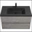 Meuble-lavabo flottant 36 po avec lavabo à quartz noir et tiroirs à fermeture en douceur