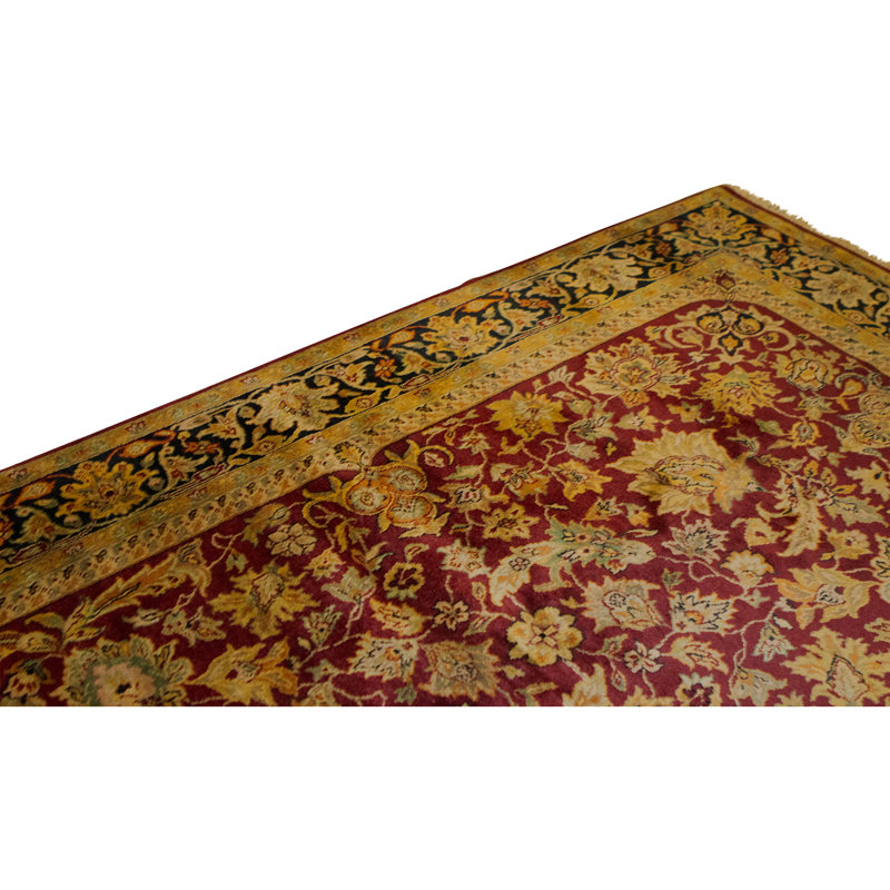 Tapis rouge et noir noué à la main de haute qualité