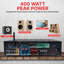 Récepteur amplificateur stéréo Pyle 400W - Amplificateur audio pour la maison avec lecteurs USB / SD, radio FM, entrées auxiliaires 3,5 mm, audio et coaxiales, affichage à DEL, entrées micro, interrupteur 2-en-1 intégré