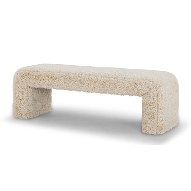 Banc rembourré Colyt, H 19 po x l 60 po x P 18 po, Blanc