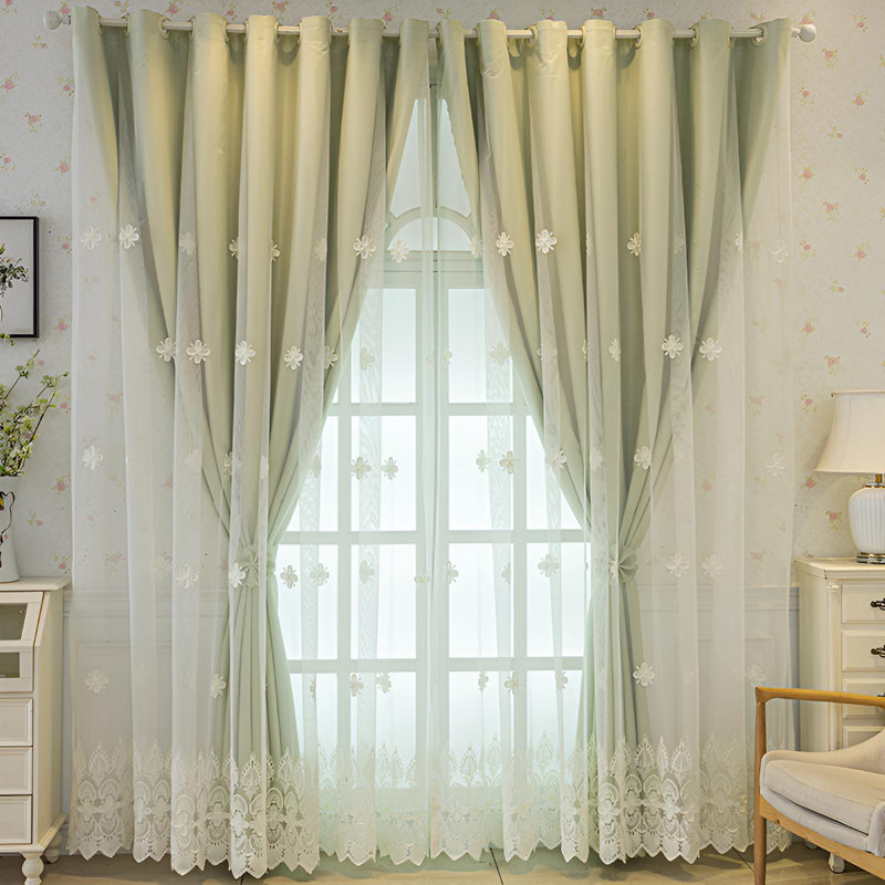 Ele Polyester Room Darkening Single Curtain Panel Single Panel, Green