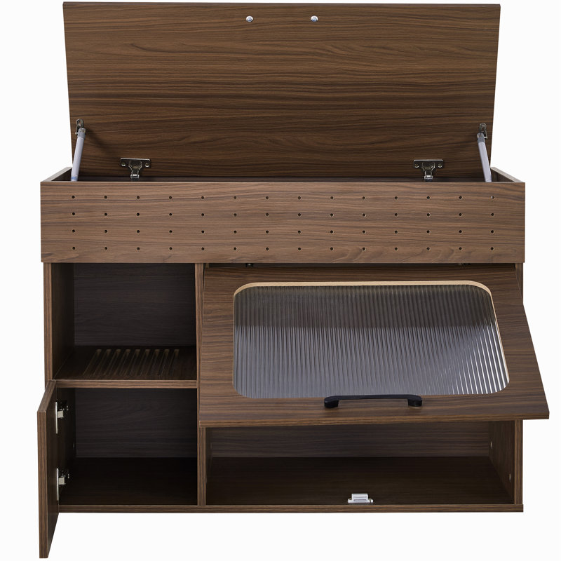 Enceinte de litière 2 en 1 multi-usage 2 en 1, table d'appoint moderne en noyer avec rangement, armoire latérale de buffet