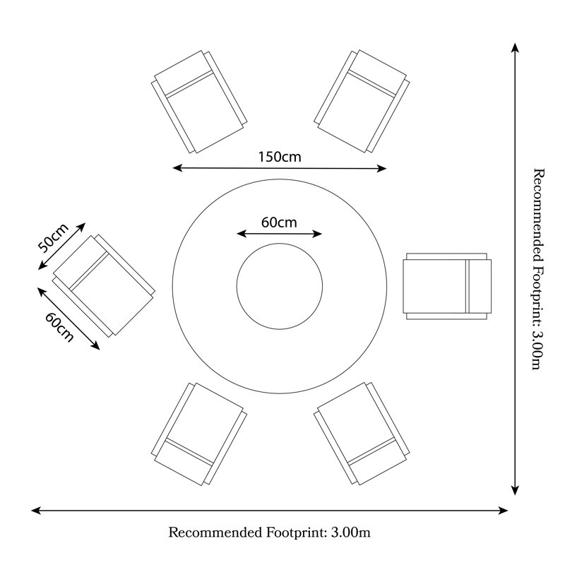 6 - Person Wood Patio Dining Set with Round Table