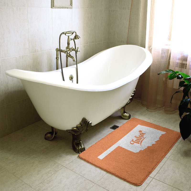 Tapis pour salle de bain en microfibre rectangulaire antidérapant antidérapant, L 17 po x L 21 po, Orange, Tulsa, Oklahoma
