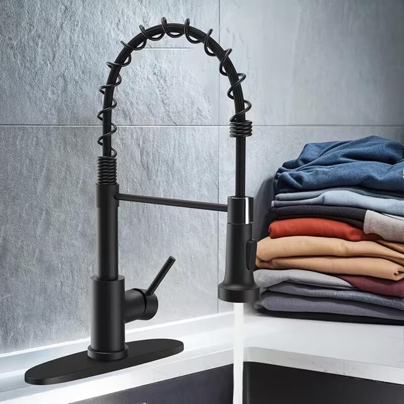 Robinet d'évier de cuisine noir mat