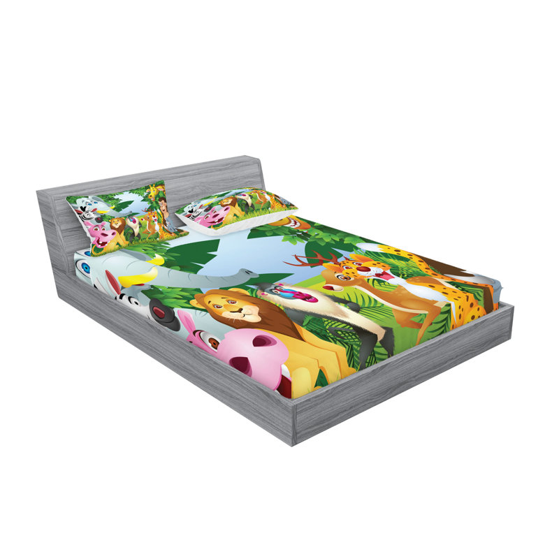 Multicolore drap-housse et coussin décoratif Ambesonne, Ensemble de draps pour très grand lit + 5 pièces