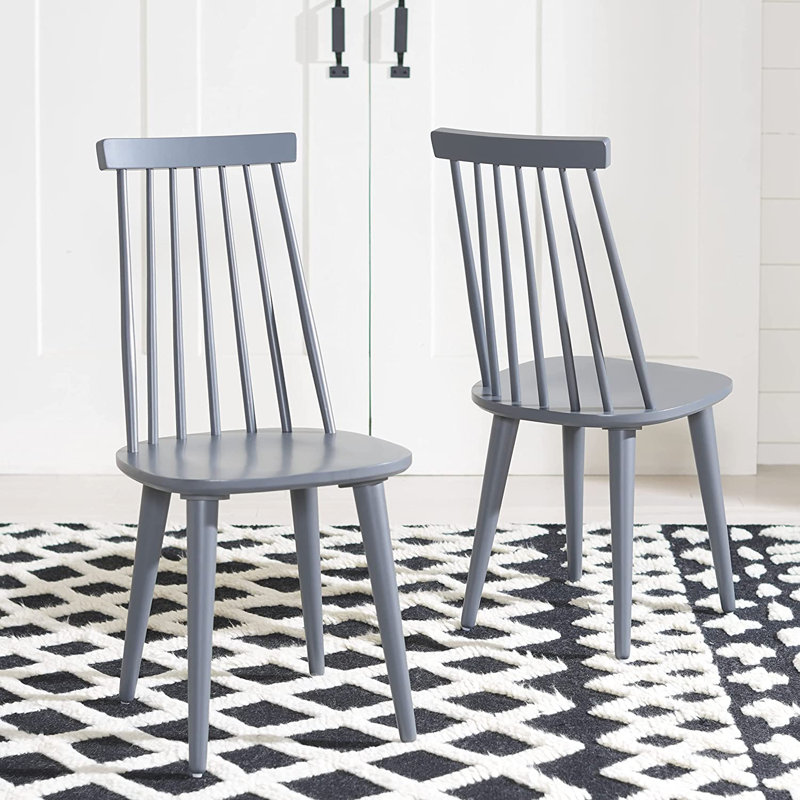 Rolde Solid Wood Side Chair, Gray
