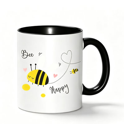 A Single Adorable Bee-Themed Ceramic Mug Perfect for Coffee Or Tea, Ideal As a Christmas Present.