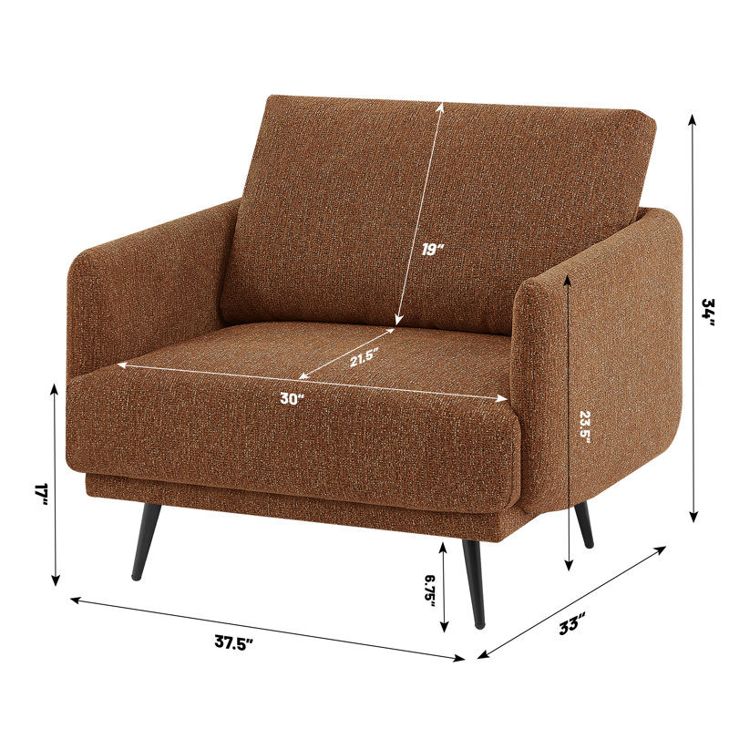 Karaka 37.5'' Wide Oversized Armchair accent chair single seat sofa for living room, Tan Chenille